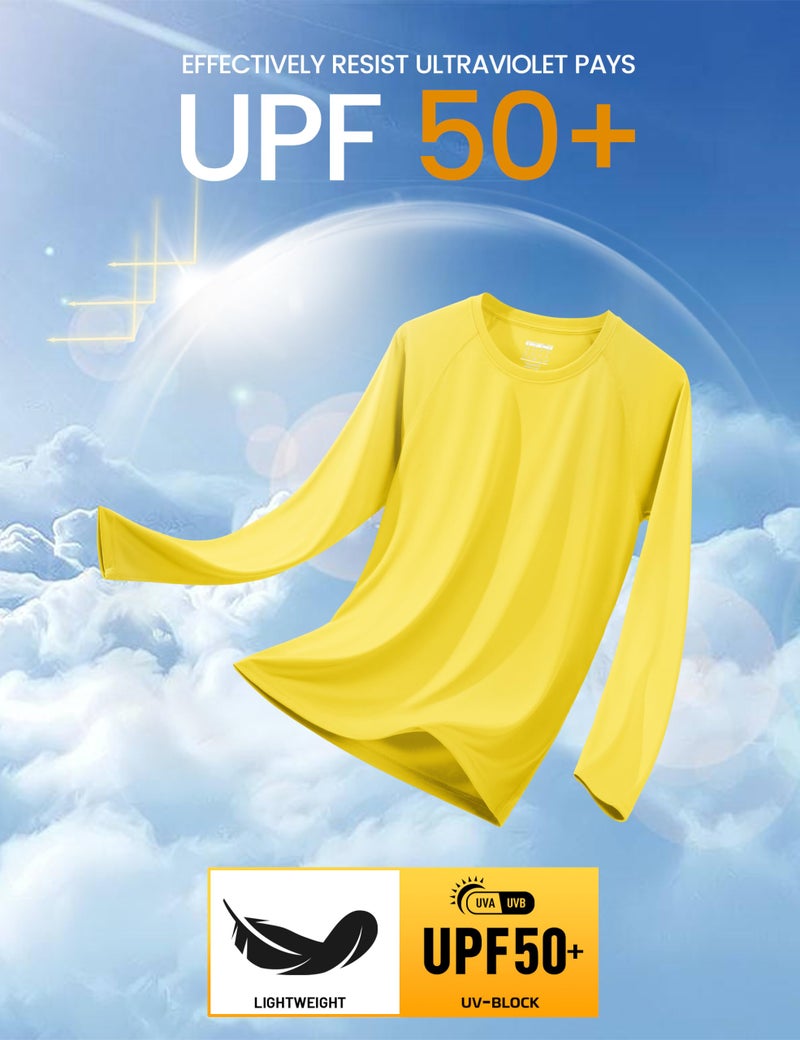 MAGCOMSEN Rash Guard Men Long Sleeve Sun Protection Shirt Men Athletic T-Shirt Running Shirts UV Shirts for Men Sun T-Shirt Yellow - Image 3